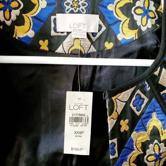 NWT Ann Taylor LOFT Mosaic Brocade Shimmer Jacquard Jacket Women's Size XXS - Picture 3 of 10